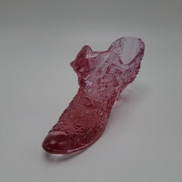 Fenton Pink Glass Shoe Slipper Daisy Button Decorative Collectible Vintage - Picture 3 of 11
